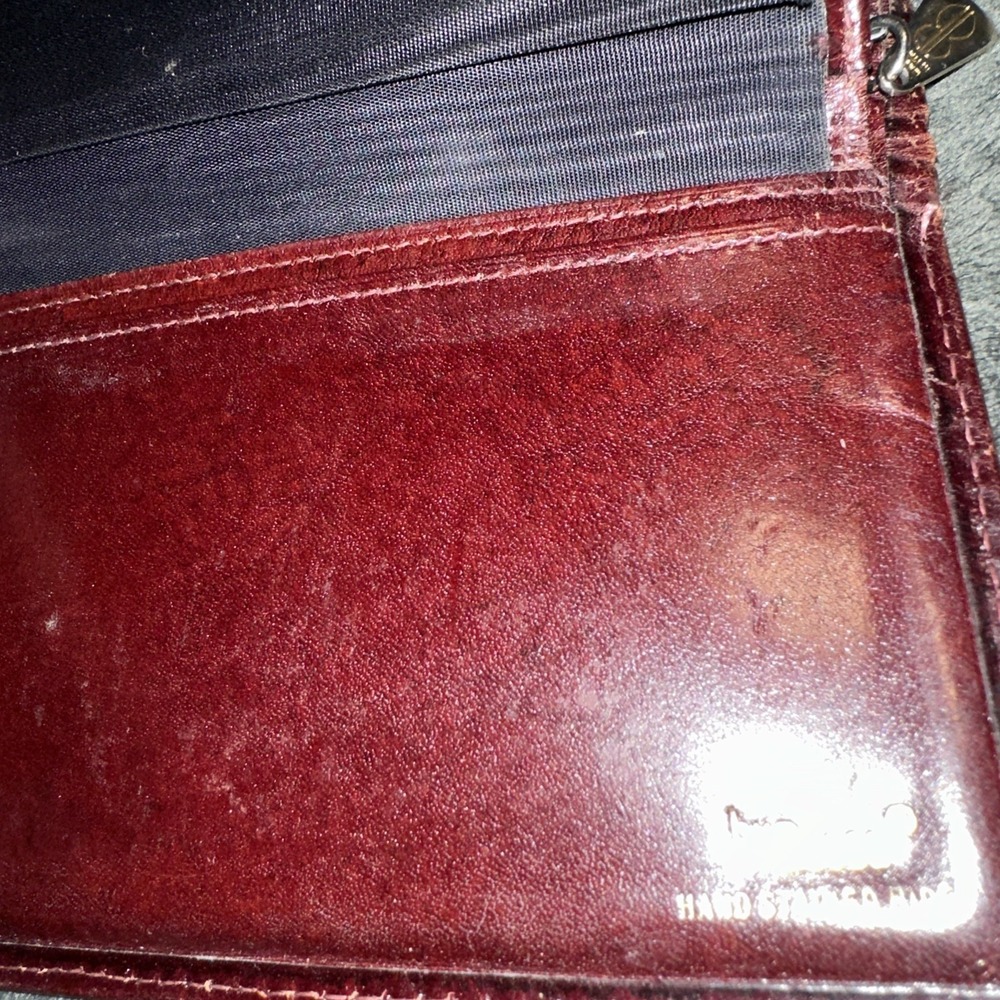 Bosca Vintage Women's Burgundy Leather Checkbook Wallet Pre-Owned Made In Italy - Picture 2 of 13